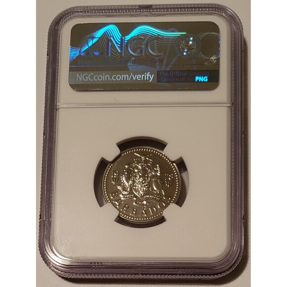 Barbados 1978 FM 25 Cents MS69 DPL Low Mintage - Picture 2 of 2